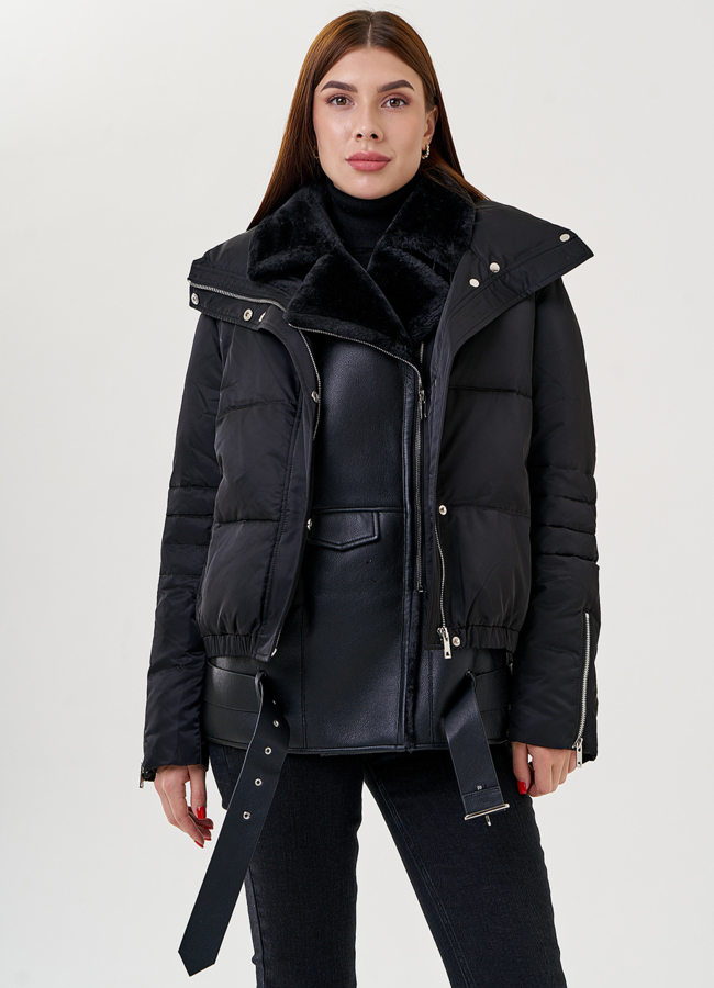 Дубленка из искусственного меха 2 в 1 модель № 79317 универмаг малина