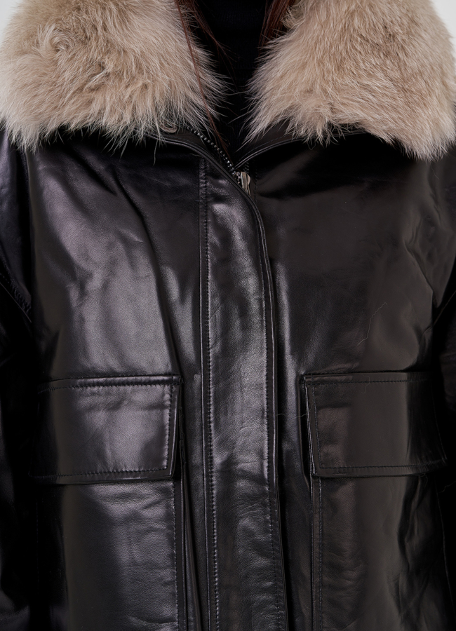 Куртка из кожи с мехом модель № 79226 в рассрочку