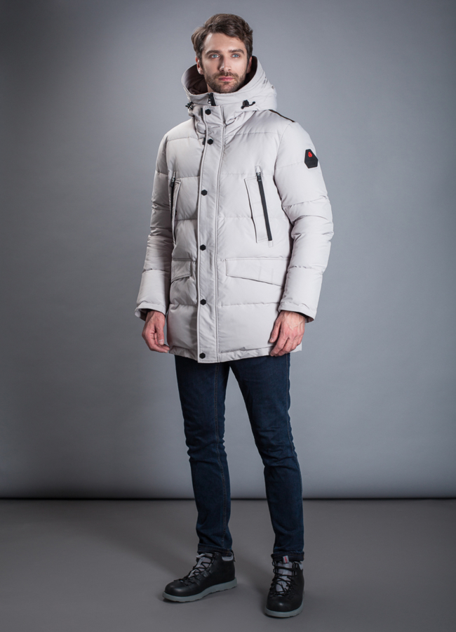 Пуховик мужской модель № КМ-64 меха малина