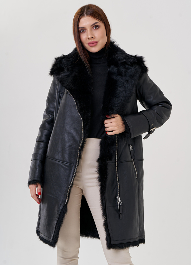 Натуральная дубленка на тоскане модель № 21845 универмаг малина