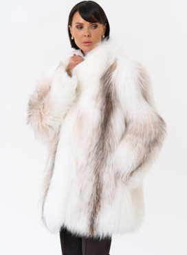 Белая шуба из лисы