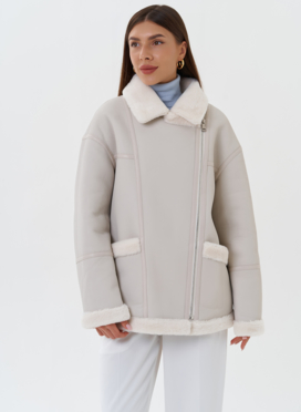 Женская эко дубленка с эко мехом