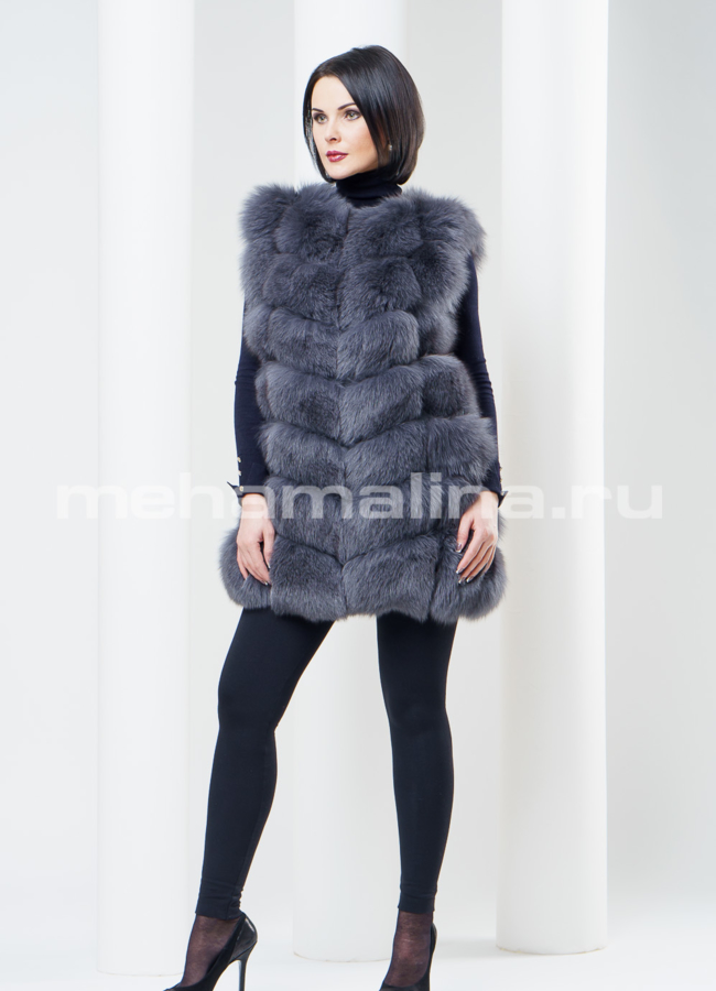 Меховой жилет из песца модель № M-76 меха малина