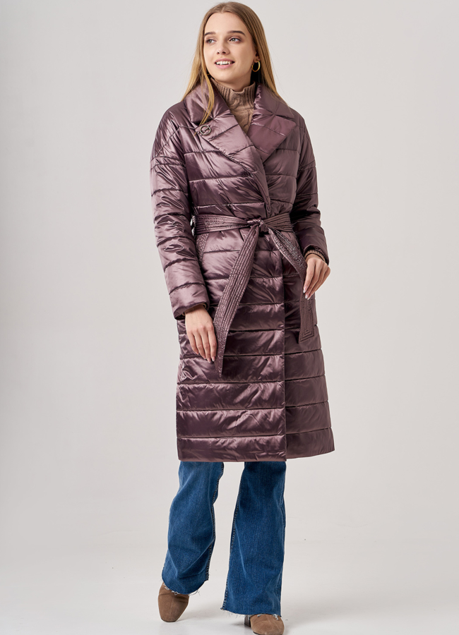 фото Женское демисезонное пальто коричневого цвета модель № 5У-7038/17-109