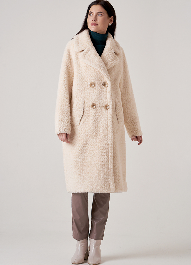 Светлая шуба из искусственного меха модель № 207 меха малина