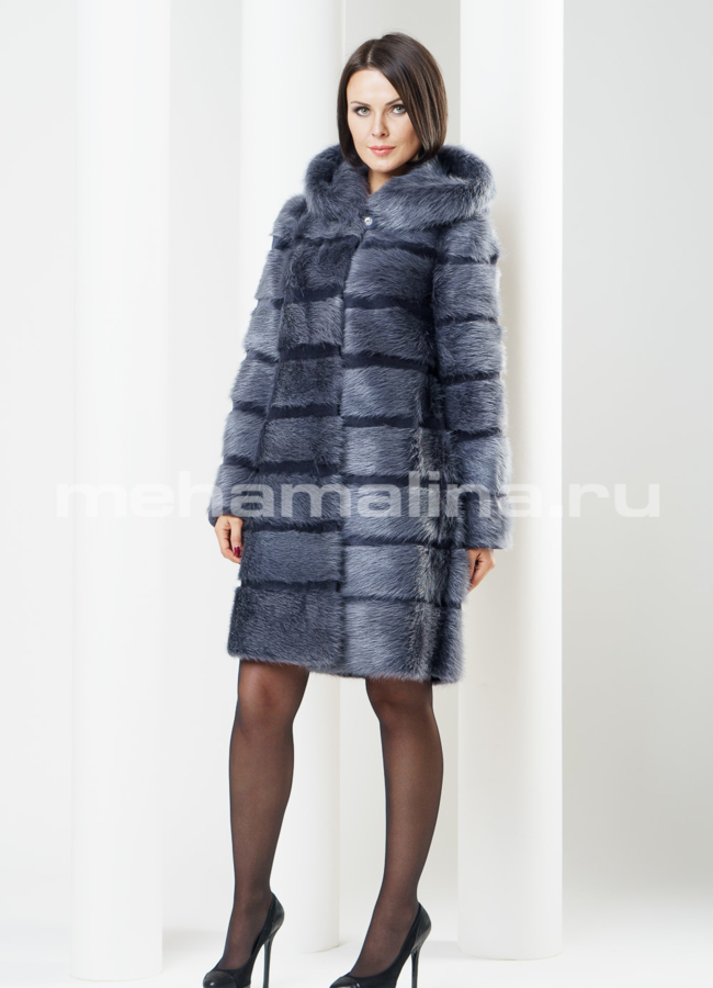 Шуба из нутрии поперечка, лазерная щипка модель № S-246 в кредит