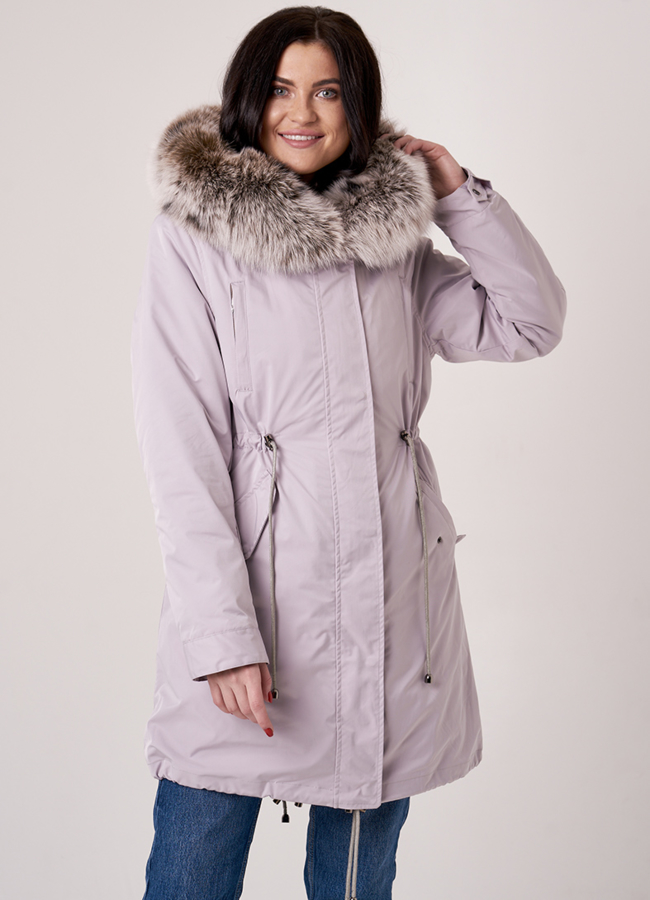 Женская парка с мехом песца модель № 18173 меха малина