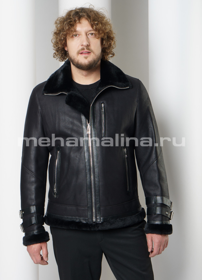 Дубленка мужская на молнии  модель № DM-126 универмаг малина