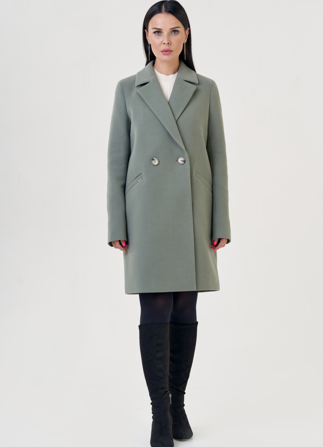 Пальто женское с английским воротником модель № 23178 меха малина