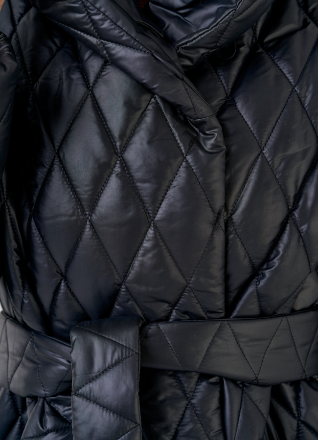 Женское утепленное полупальто с капюшоном  модель № 23274 универмаг малина