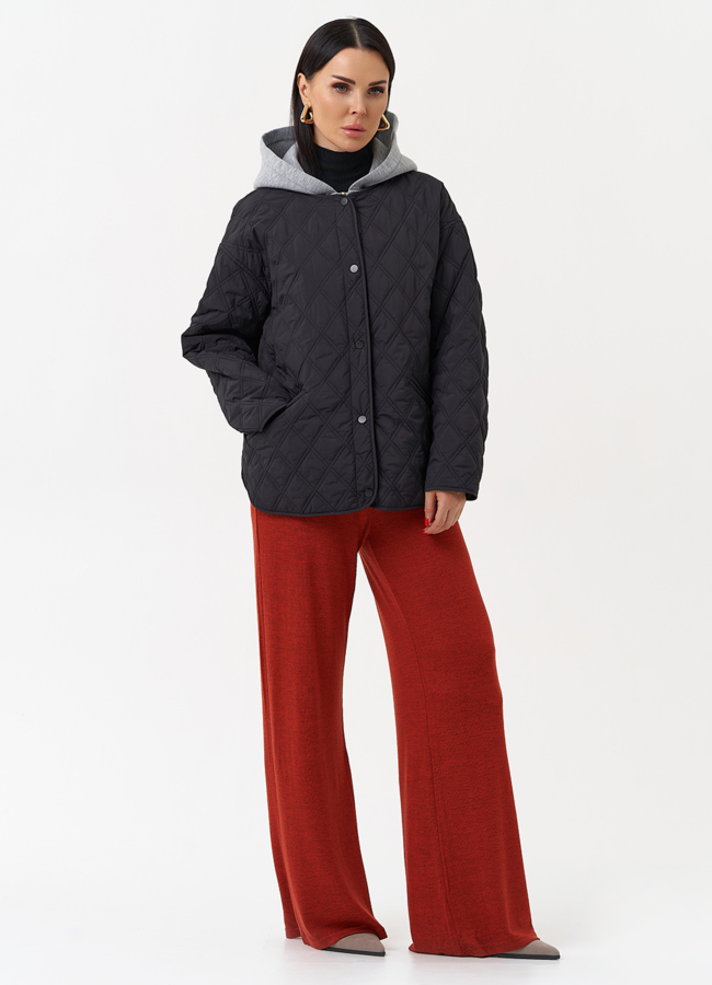 Женская куртка со съемным трикотажным капюшоном модель № 30044 универмаг малина