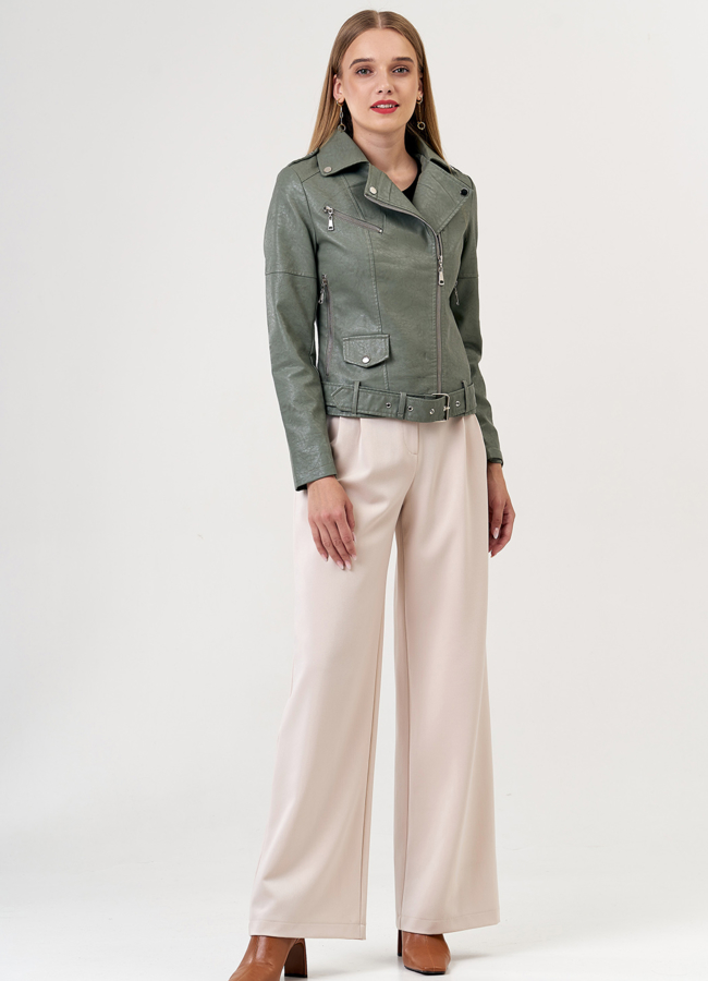 фото Куртка из эко кожи зеленого цвета модель № 21249, 22692