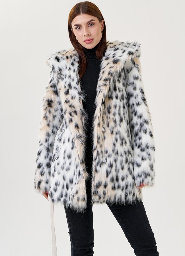 Женское полупальто из искусственной рыси  модель № 23618 в рассрочку