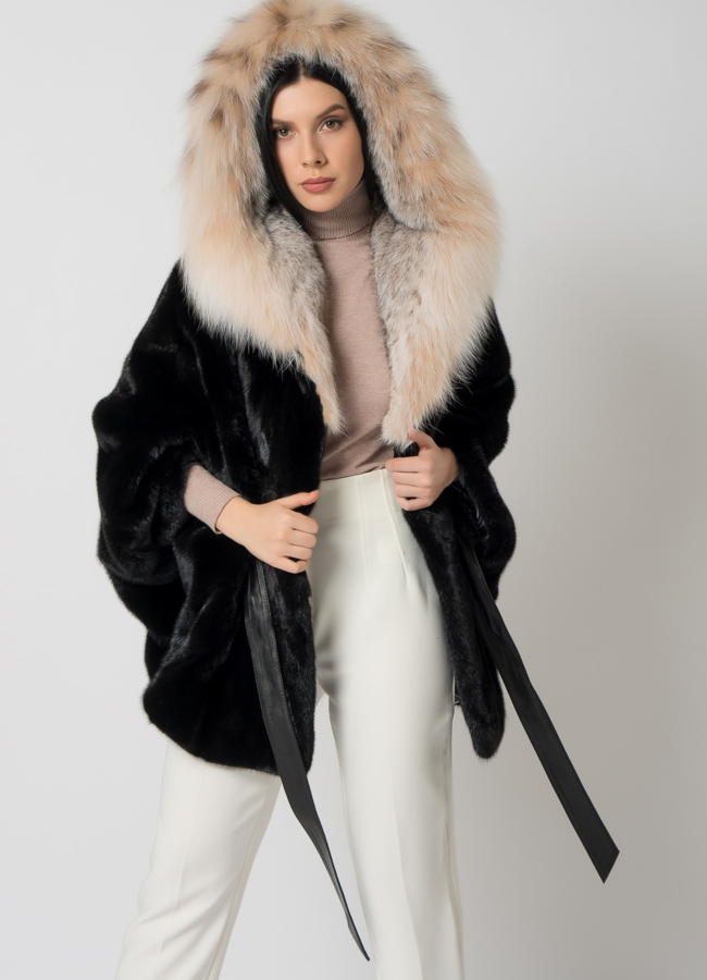Шуба из скандинавской норки с рысью модель № 1405 универмаг малина