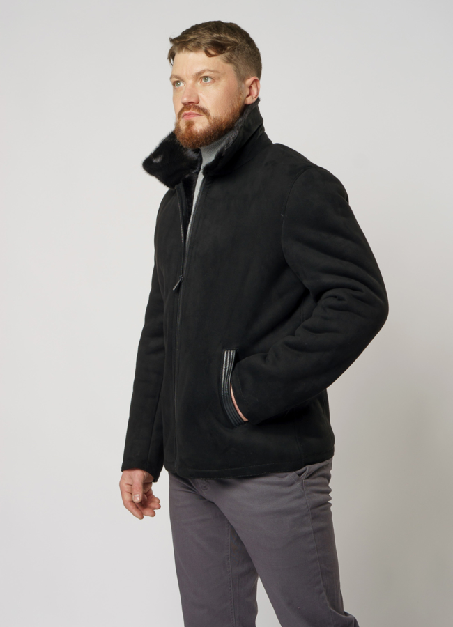 Дубленка из эко замши с отделкой норка модель № 7099 универмаг малина