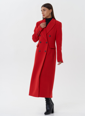 Двубортное пальто с английским воротником