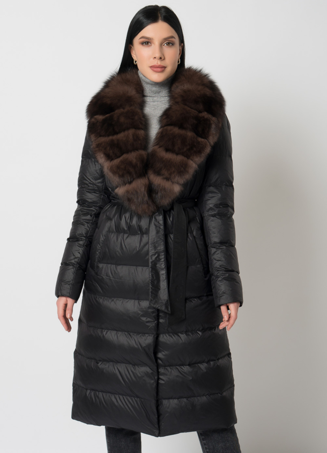 Пуховик с английским воротником из песца модель № 2191 универмаг малина