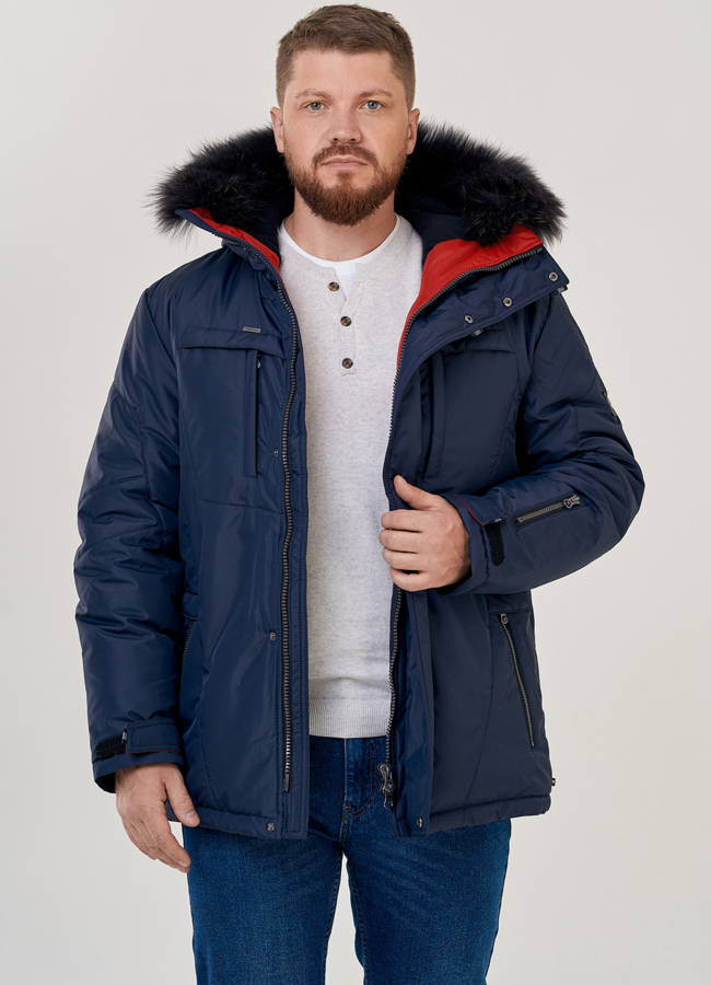 Мужская куртка с термоконтролем модель № 21375 меха малина