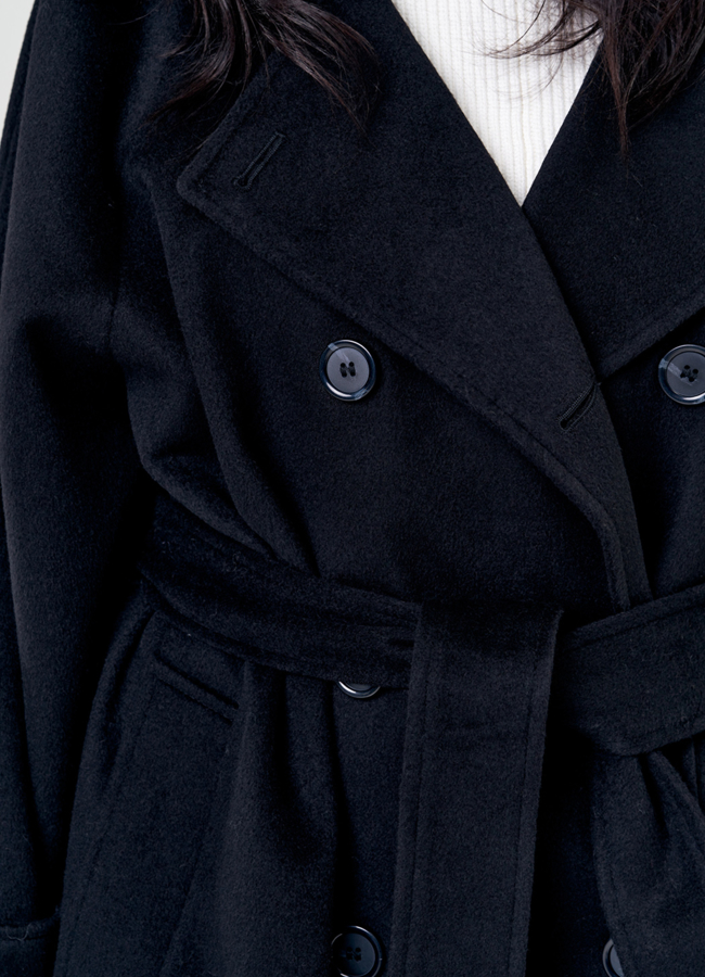 Женское объемное пальто черного цвета с английским воротником модель № 0228 универмаг малина