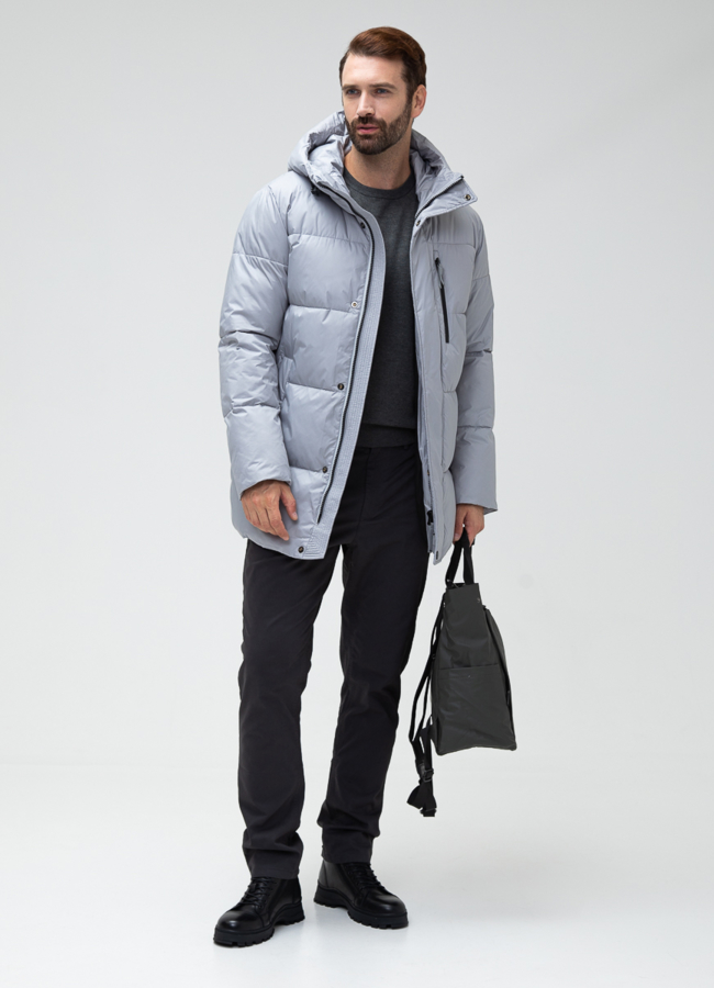 Мужской пуховик с капюшоном  модель № 28870 в кредит