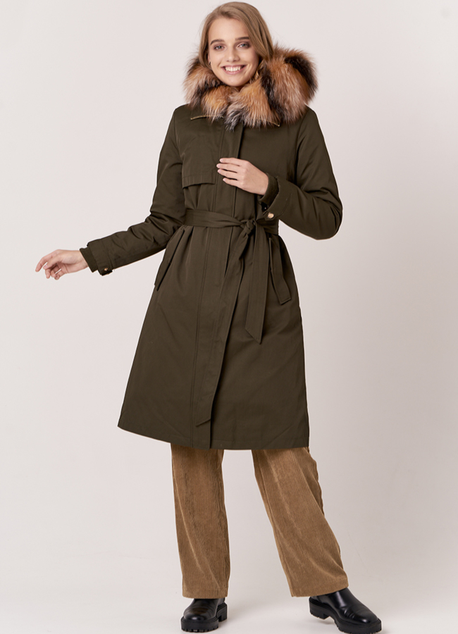 Удлиненная парка с мехом модель № 18942 универмаг малина