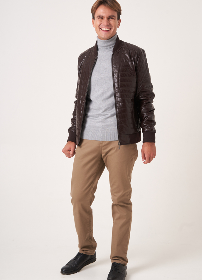 Куртка-бомбер из искусственной кожи модель № 820 в рассрочку