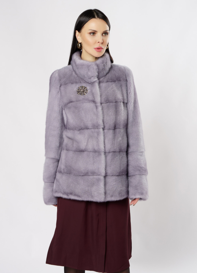 Укороченная норковая шуба голубого цвета модель № S-870 универмаг малина