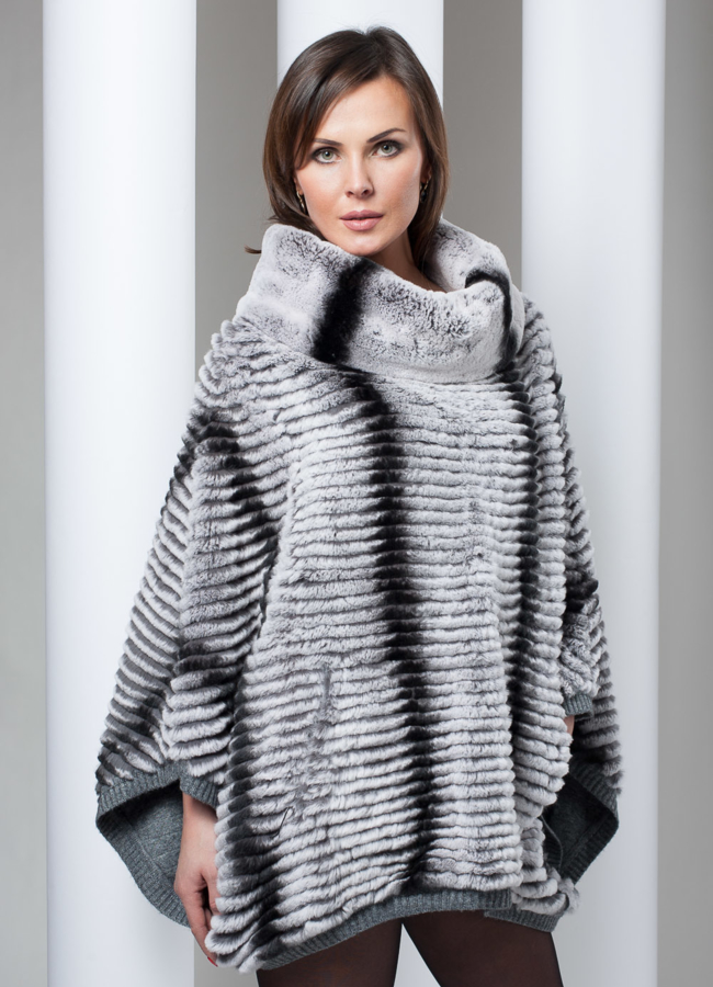 Манто из меха Rex модель № B-7 меха малина