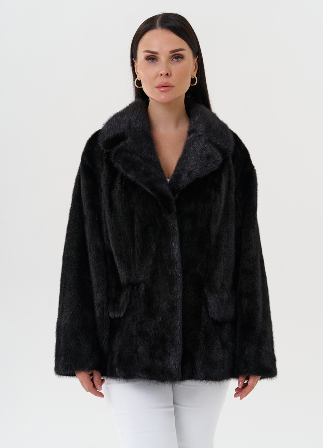 Укороченная женская шуба из меха норки  модель № 27590 в кредит