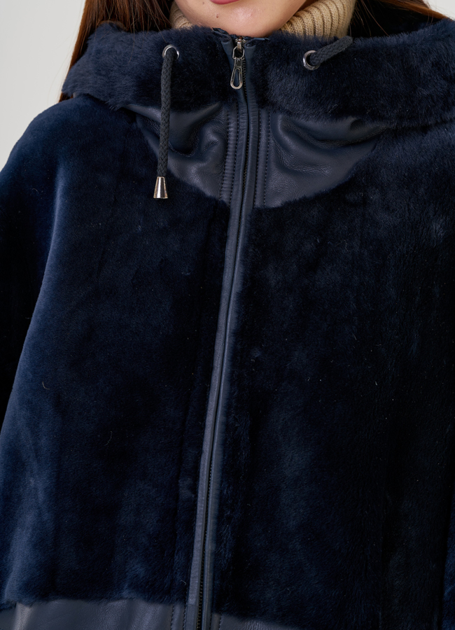 Дубленка из натуральной кожи синего цвета модель № 23290 в кредит