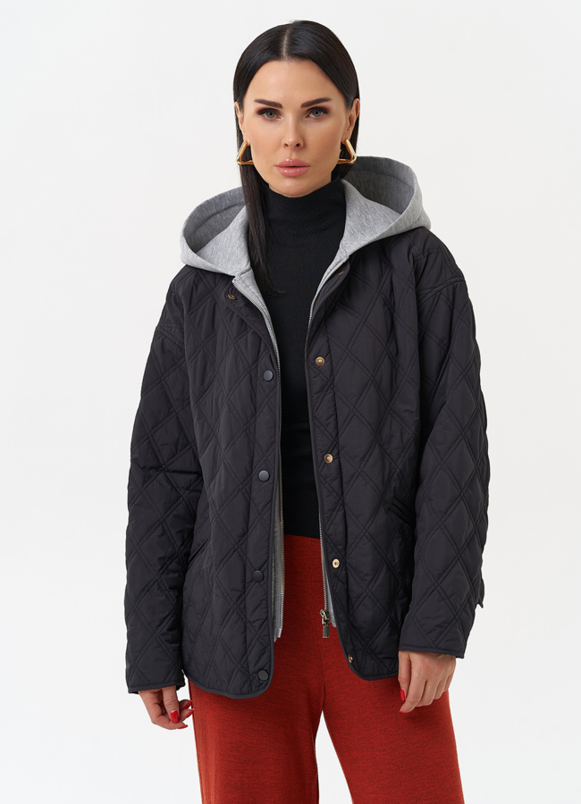 Женская куртка со съемным трикотажным капюшоном модель № 30044 универмаг малина