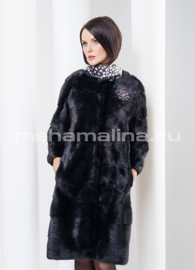 фото Шуба норка, черная, воротник Шанель модель № S-264
