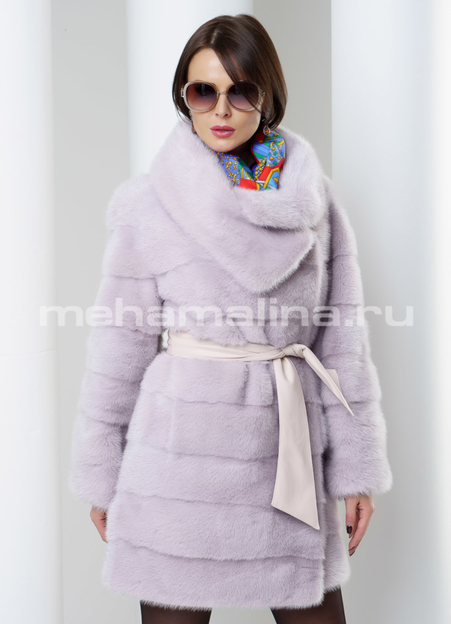 Шуба из норки модель № S-469 меха малина