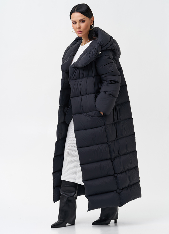 Женский пуховик с капюшоном  модель № 28976 универмаг малина