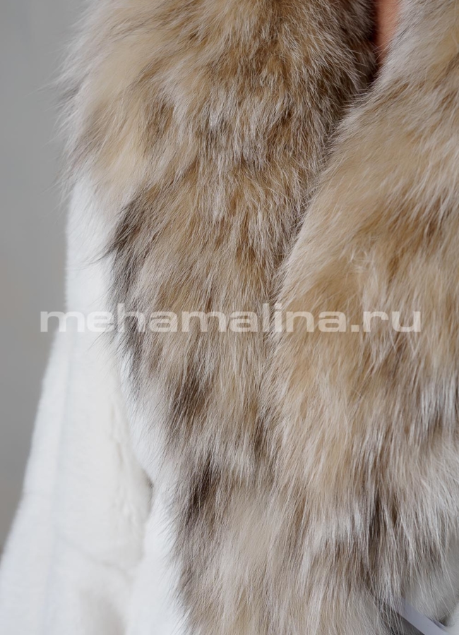 Белая норковая шуба  модель № S-719 универмаг малина