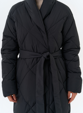 Женский пуховик с воротником шаль