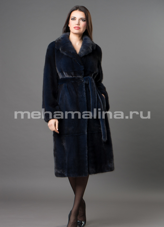 Норковая шуба модель № S-663 меха малина