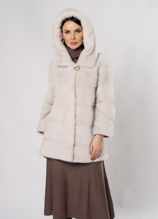 Светлая норковая шуба трансформер модель № S-861 в рассрочку