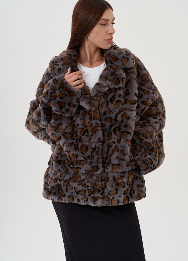 Куртка из колика с английским воротником прямого силуэта модель № 81857 в кредит