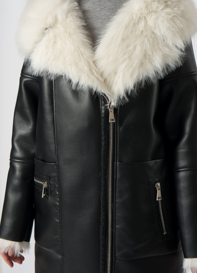 Дубленка из эко меха под тоскану  модель № 2187 универмаг малина