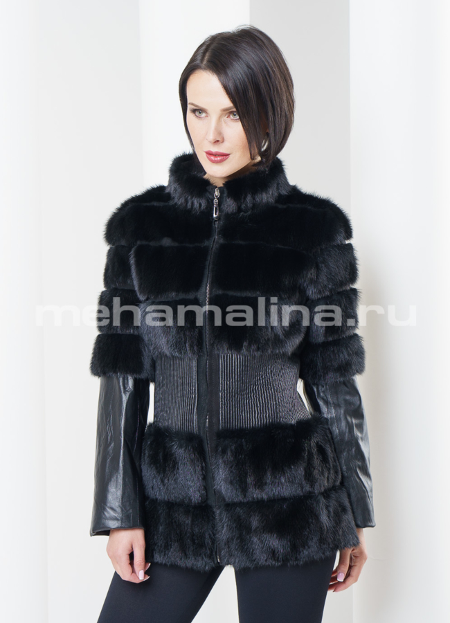 Норковый жакет со съемными рукавами модель № M-67 в рассрочку