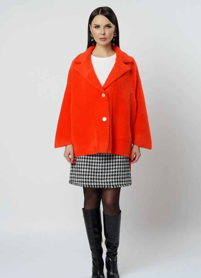 фото Кардиган с удлиненной спинкой оранжевого цвета модель № 18313