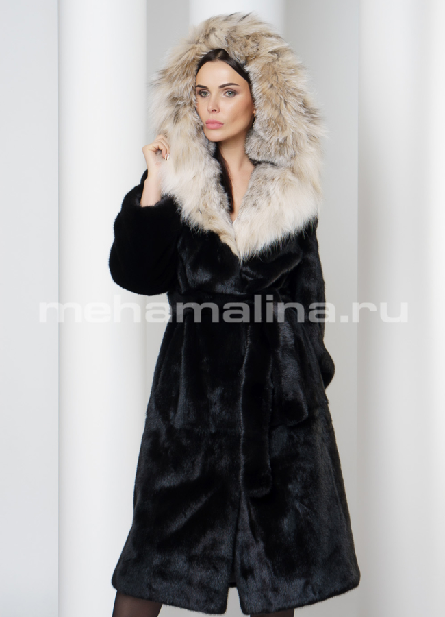 фото Шуба из норки с рысью модель № S-716