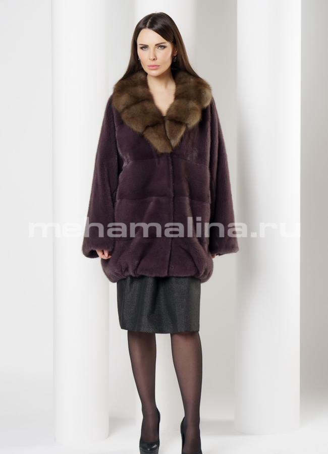 Цветная норковая шуба модель № S-678 в кредит