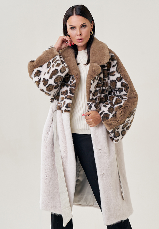 Длинная шуба оверсайз из скандинавской норки модель № 78739 универмаг малина