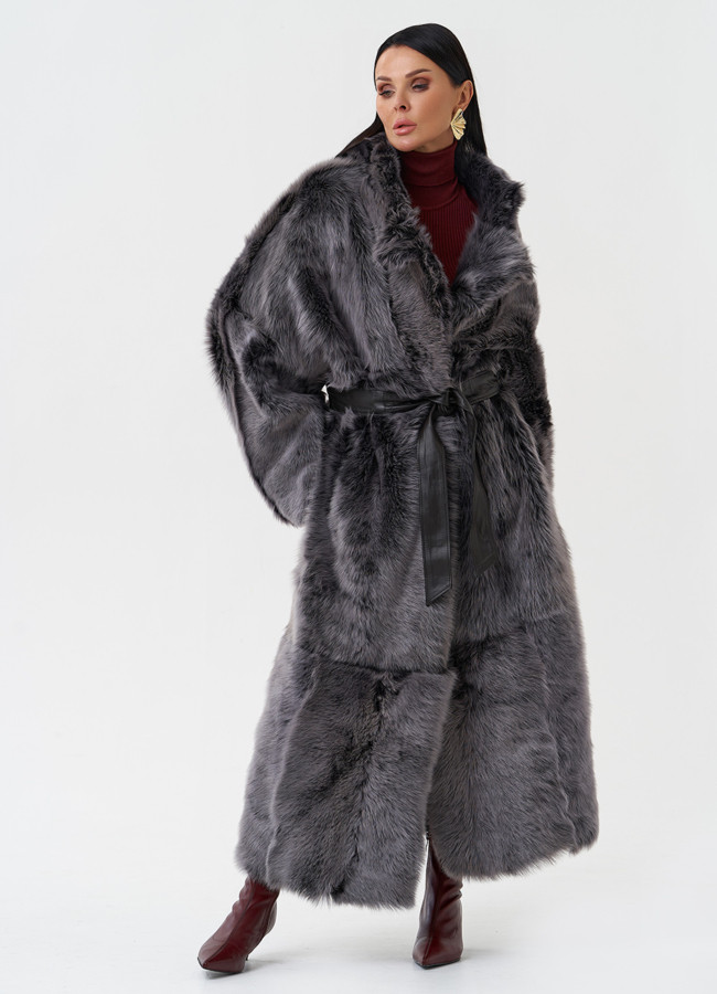 Двухсторонняя натуральная дубленка модель № 28421 универмаг малина