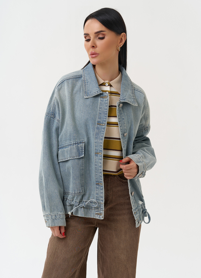 Женская джинсовая куртка голубого цвета модель № 30411 в кредит
