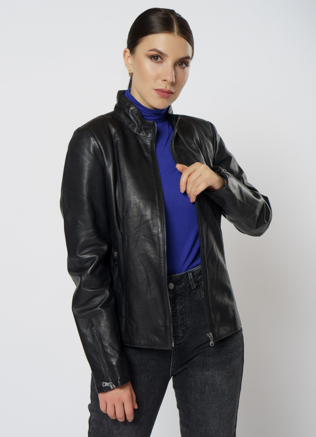 Женская кожаная куртка модель № 21609 универмаг малина