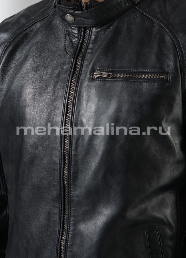 Куртка из натуральной кожи на молнии модель № 1015 в рассрочку