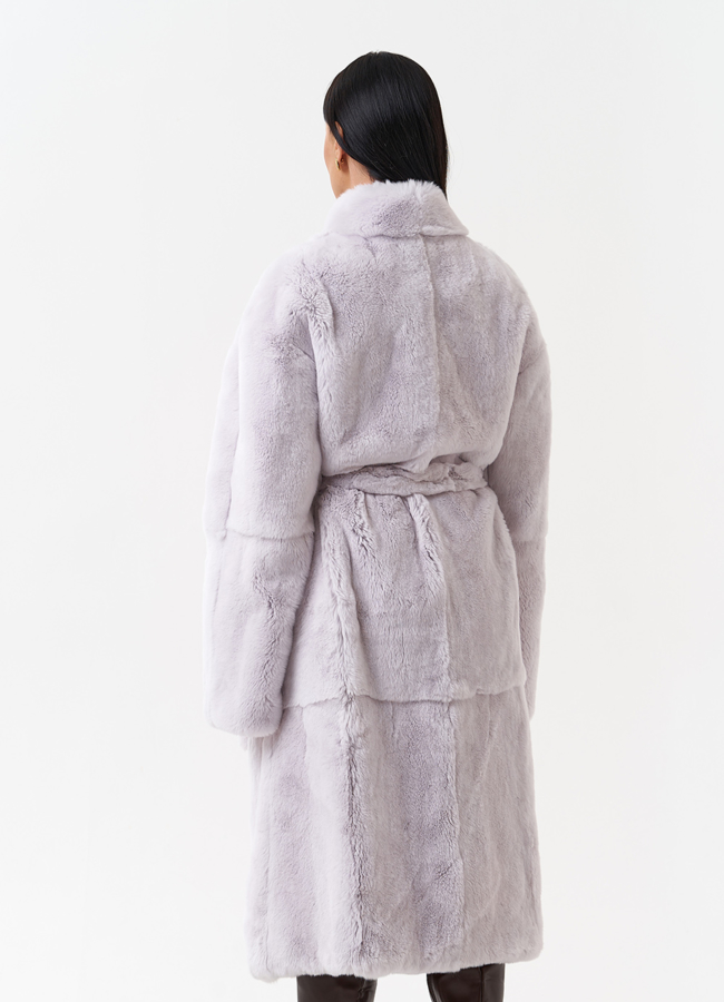 Длинная шуба из меха кролика модель № 28883 в кредит